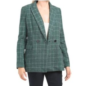 House Of Harlow 1960 Green Plaid Blazer